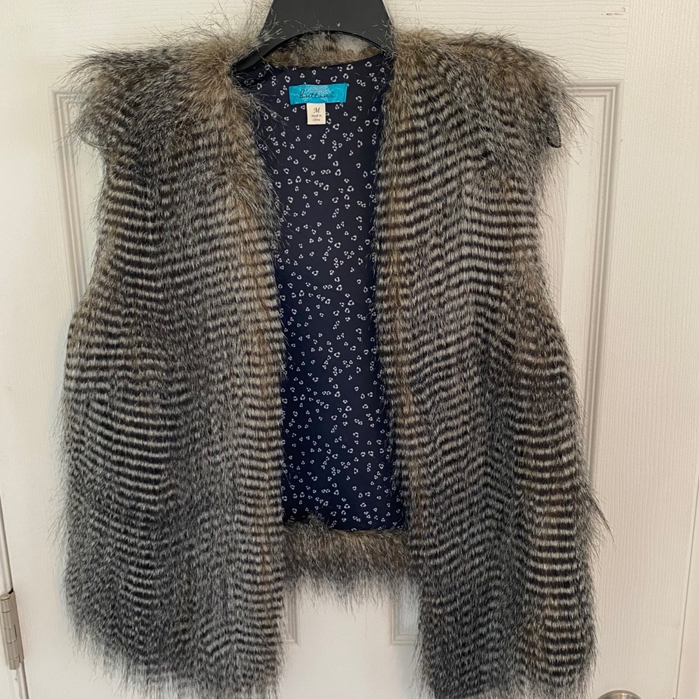 Striped Faux Fur Vest